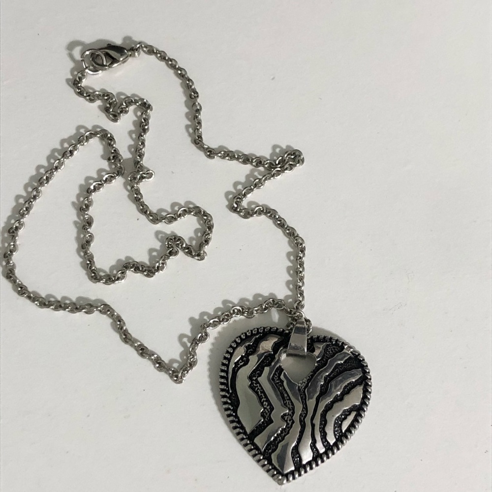 Zebra Stripped Black & Silver Necklace